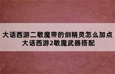 大话西游二敏魔带的剑精灵怎么加点 大话西游2敏魔武器搭配